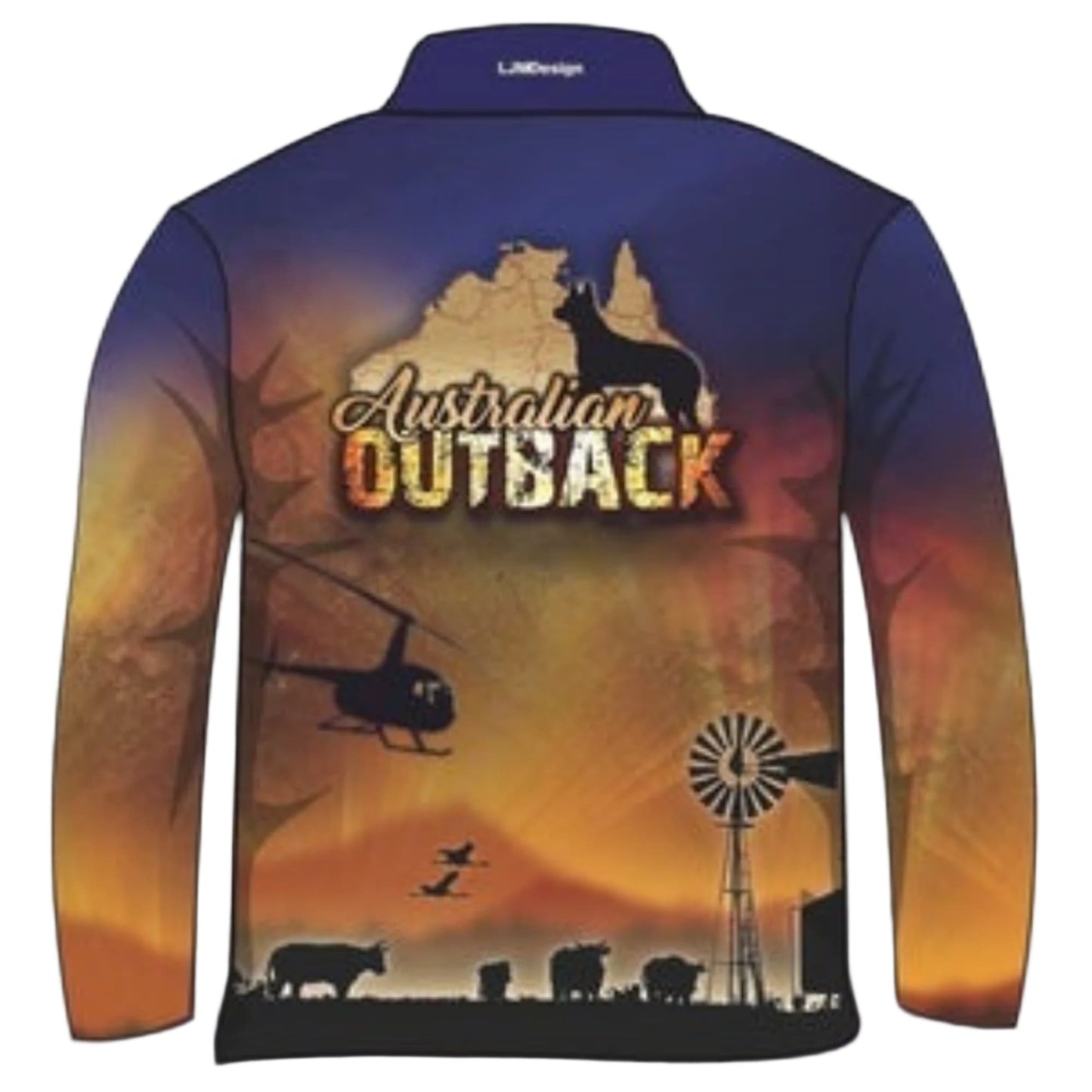 Western | Australian Outback Fishing Shirt ★Pre-Order★ Z and TEE Australia COUNTRY WESTERN DESIGNS cowboy gold Helicopter horse MEN'S DESIGNS mens Navy outback quick dry Ranch SUN SAFE UPF windmill