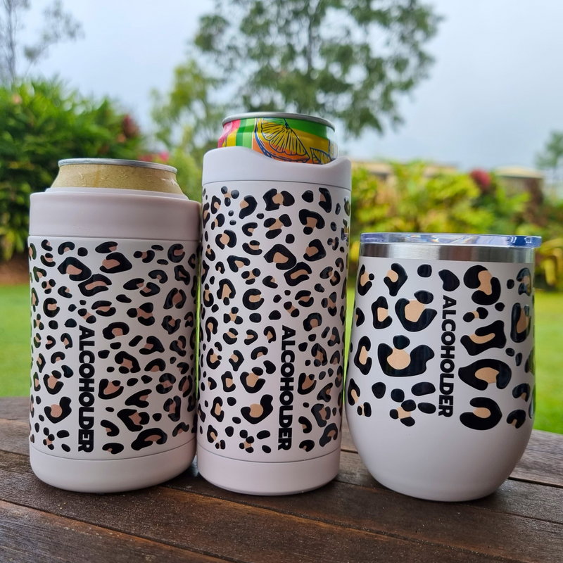 StubZero Leopard Print Can & Bottle Stubby Cooler - Z&Tee Z and TEE alcoholder brumate lastchance stanley swig yeti