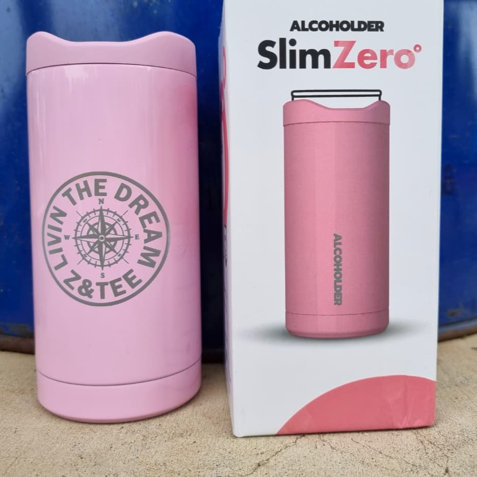Z&Tee SlimZero Slim Can Cooler | Blush Pink Gloss Z and TEE alcoholder can cooler can holder Compass Living the Dream pink Slimzero z&tee