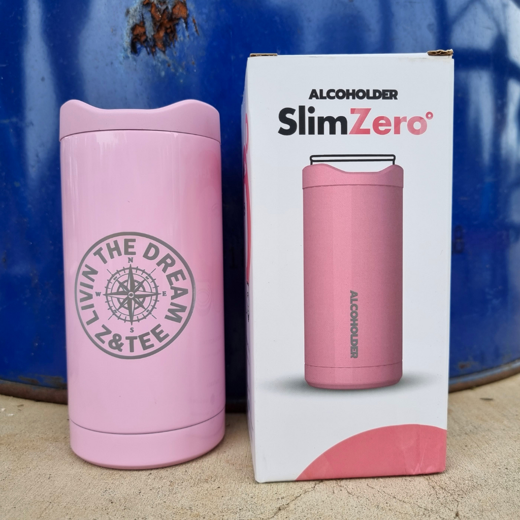 SlimZero Blush Pink Gloss Slim Can Cooler - Z&Tee Z and TEE alcoholder brumate stanley swig yeti