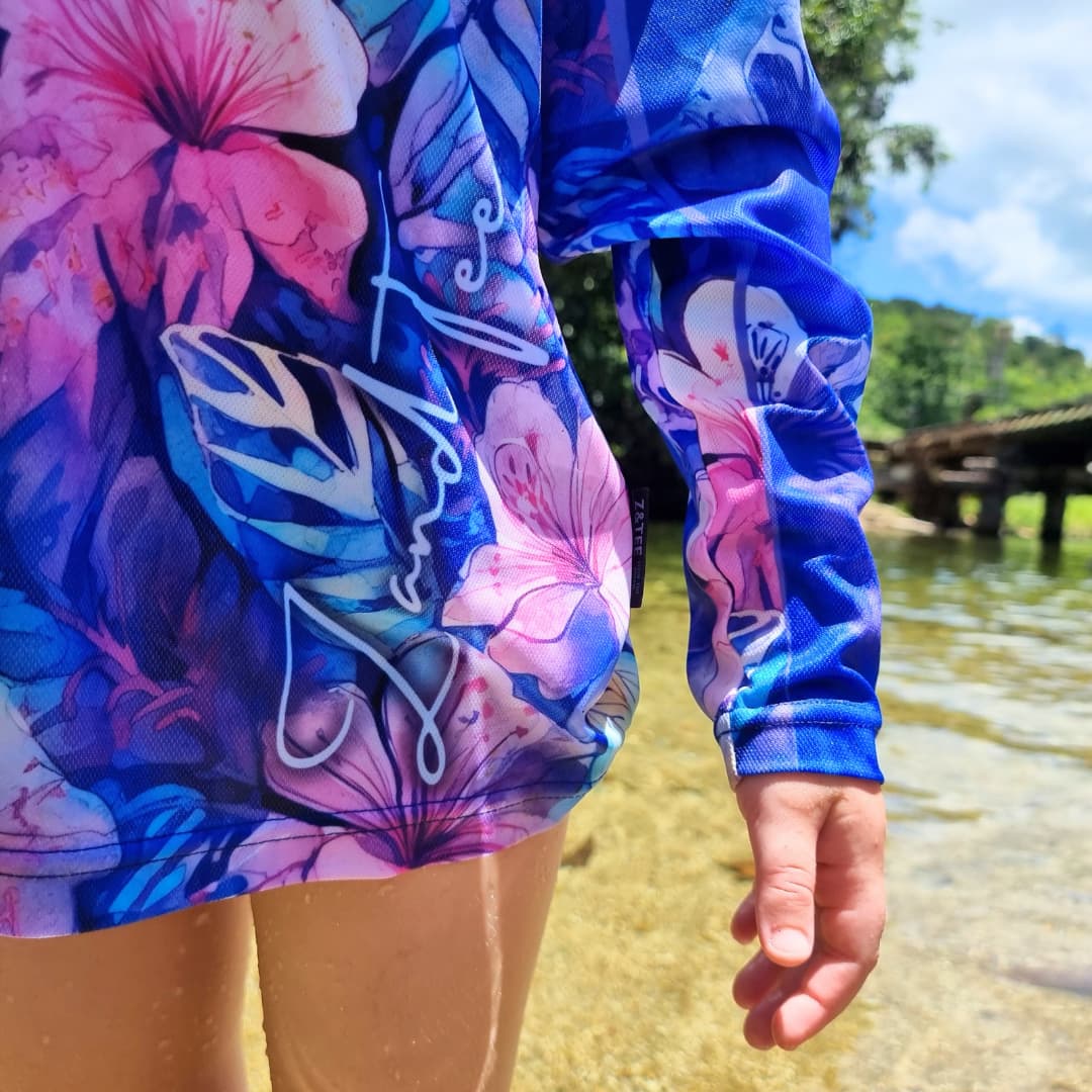 Tropical | Atlantis Breeze Paradise Fishing Shirt Z and TEE cruise Floral Follow the Sun GIRL'S DESIGNS In Stock purple quick dry SUN SAFE Tropical UPF WOMEN'S DESIGNS womens