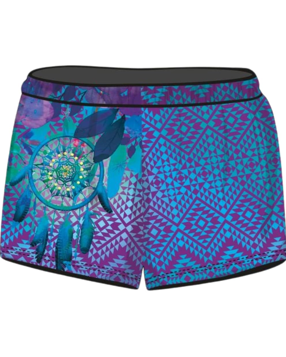 Rugby Shorts | Aztec Dreamcatcher Purple ★Pre-Order★ Z and TEE Aztec blue COUNTRY WESTERN DESIGNS Fishing shorts Floral KID'S DESIGNS matching dress Matching Shirt purple quick dry WOMEN'S DESIGNS