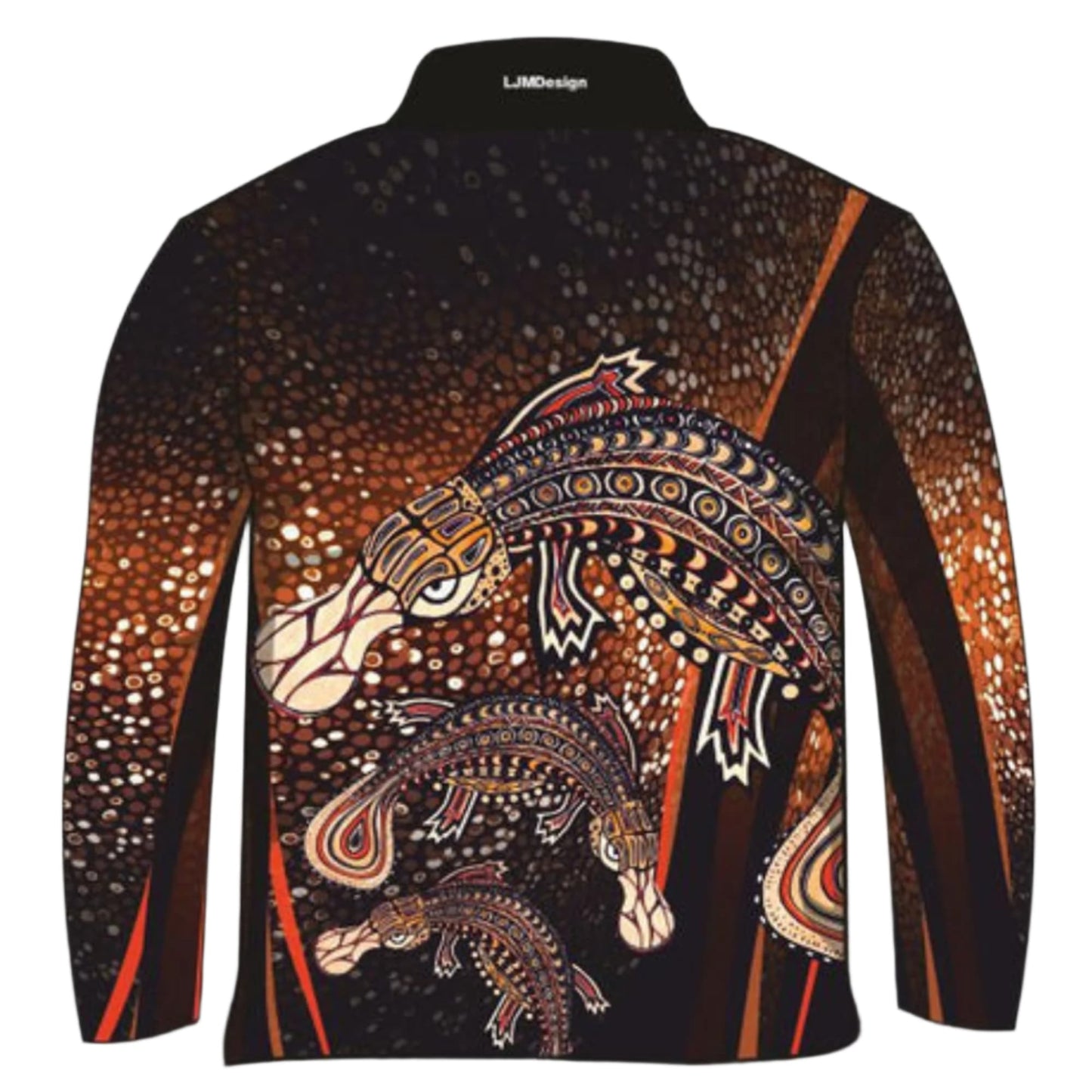 Indigenous | Platypus Design Brown Fishing Shirt ★Pre-Order★ Z and TEE ABORIGINAL Australia Australian camping FIRST NATIONS FIRST NATIONS DESIGNS fishing KIDS mens Preorder quick dry spo-default spo-disabled sun sun shirt sun shirts sunsafe uv womens WORK