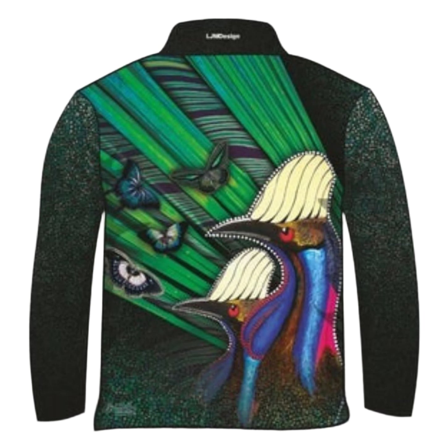 Indigenous | Rainforest Cassowary Fishing Shirt ★Pre-Order★ Z and TEE ABORIGINAL Australia Australian camping FIRST NATIONS FIRST NATIONS DESIGNS fishing FISHING SHIRT fishing shirts Preorder quick dry spo-default spo-disabled sun sun shirt sun shirts sunsafe uv womens WORK