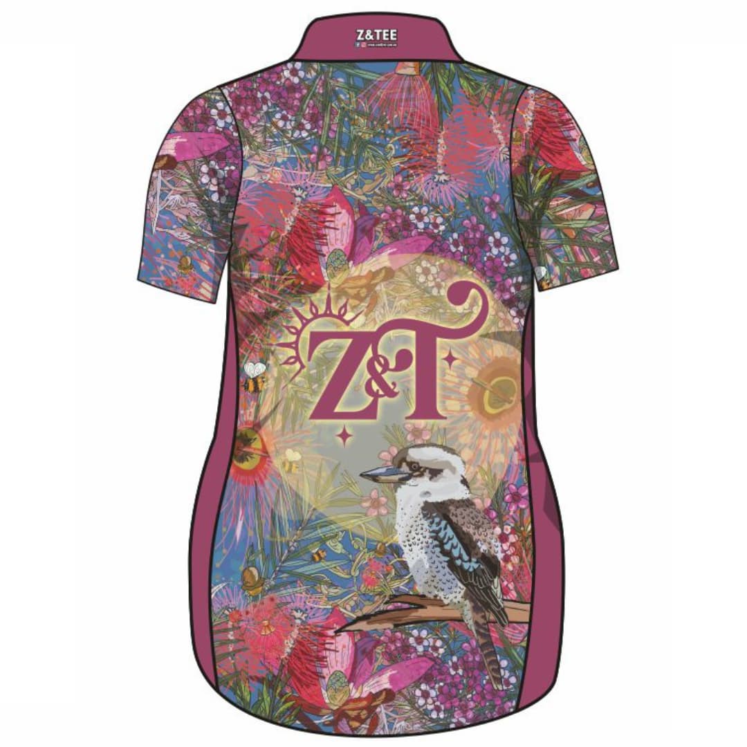 Australian | Birds Kookaburra Pink Lifestyle Fishing Dress ★Pre-Order★ Z and TEE Beach Dress Floral GIRL'S DESIGNS KIDS Kookaburra Matching Shirt pink POCKETS quick dry SUN SAFE UPF WOMEN'S DESIGNS z&tee