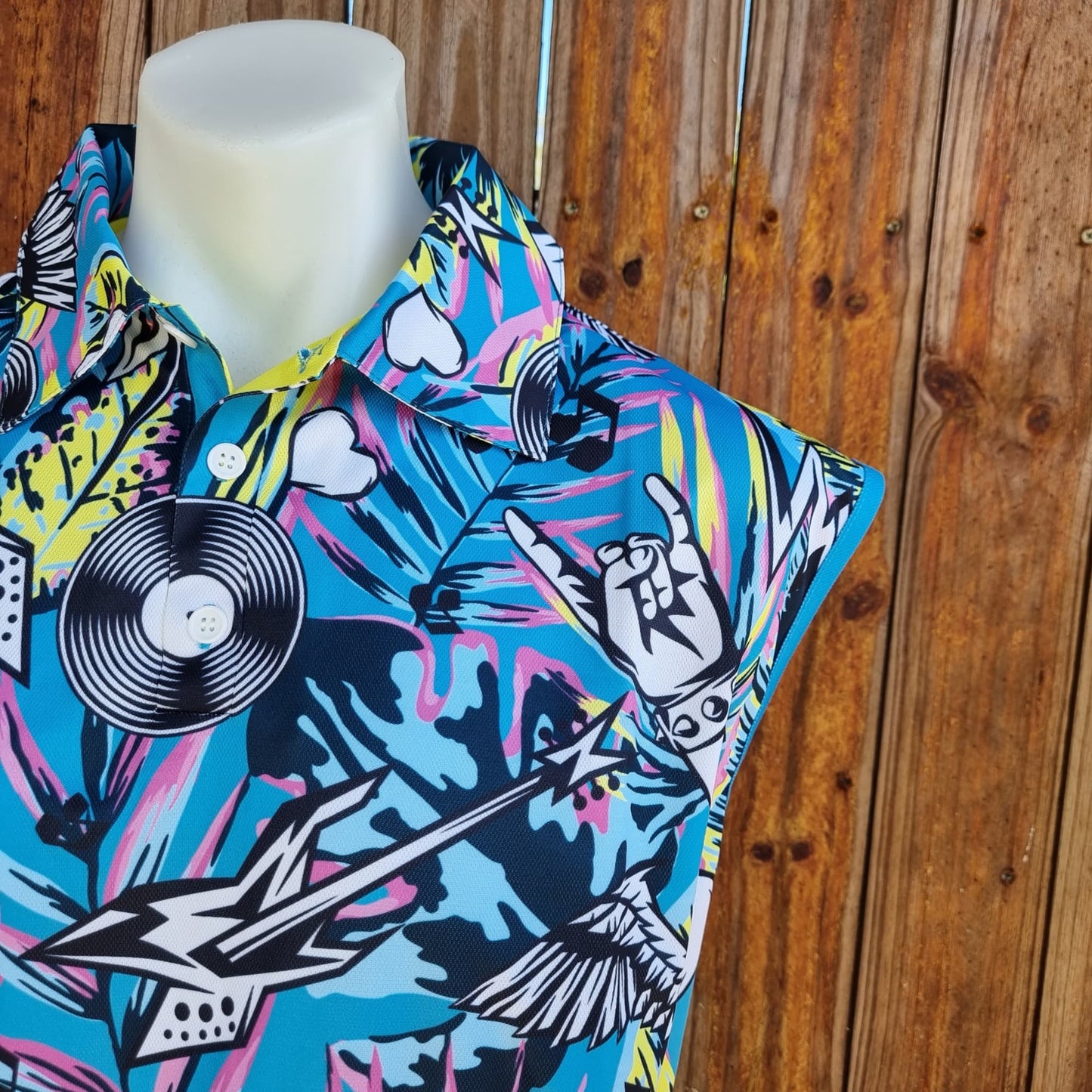 Music | Eat Drink Rock Repeat Blue Sleeveless Fishing Shirt Z and TEE big red bash concert DAD festival In Stock lastchance matching dress party PATTERN AND PLAIN DESIGNS quick dry red hot summer rock and rock spo-default spo-disabled sun sun shirt sun shirts sunsafe TROPICAL DESIGNS uv