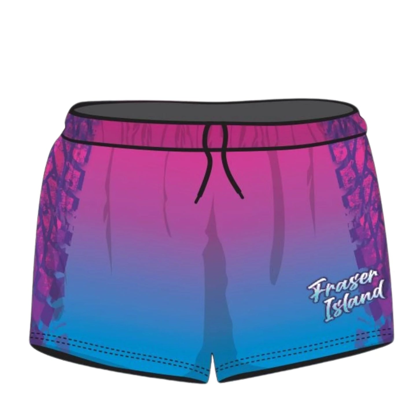 Rugby Shorts | Fraser Island (K'gari) Trax Pink ★Pre-Order★ Z and TEE blue Fishing shorts Fraser K'gari KID'S DESIGNS Matching Shirt pink quick dry Tyre tracks WOMEN'S DESIGNS