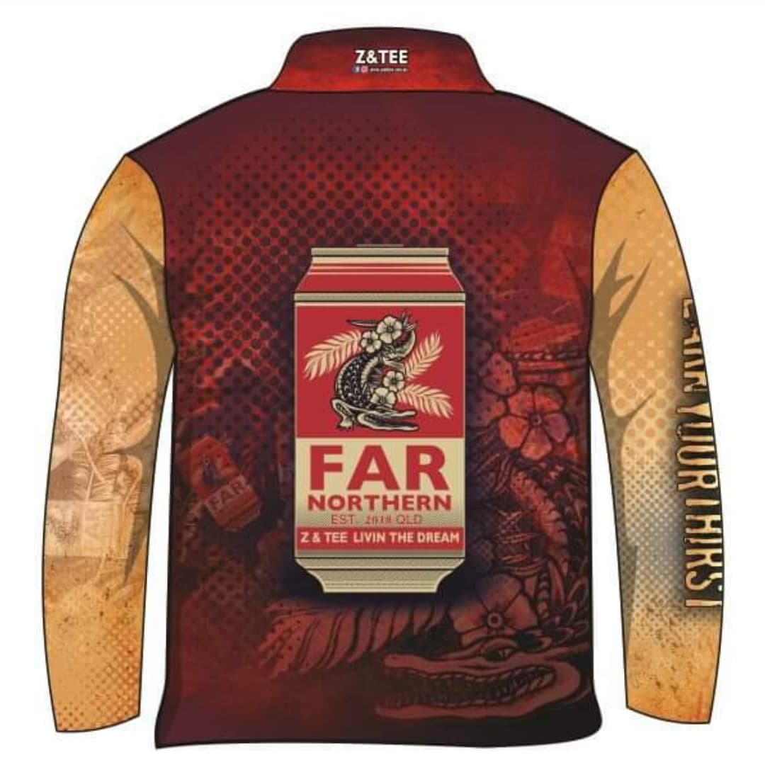 Mens | Far Northern Beer Maroon Fishing Shirt Z and TEE Australiana boxingday COUNTRY WESTERN DESIGNS DAD football footy In Stock lastchance market sts men mens qld Queensland quick dry spo-default spo-disabled state of origin STS sun sun shirt sun shirts sunsafe uv z&tee