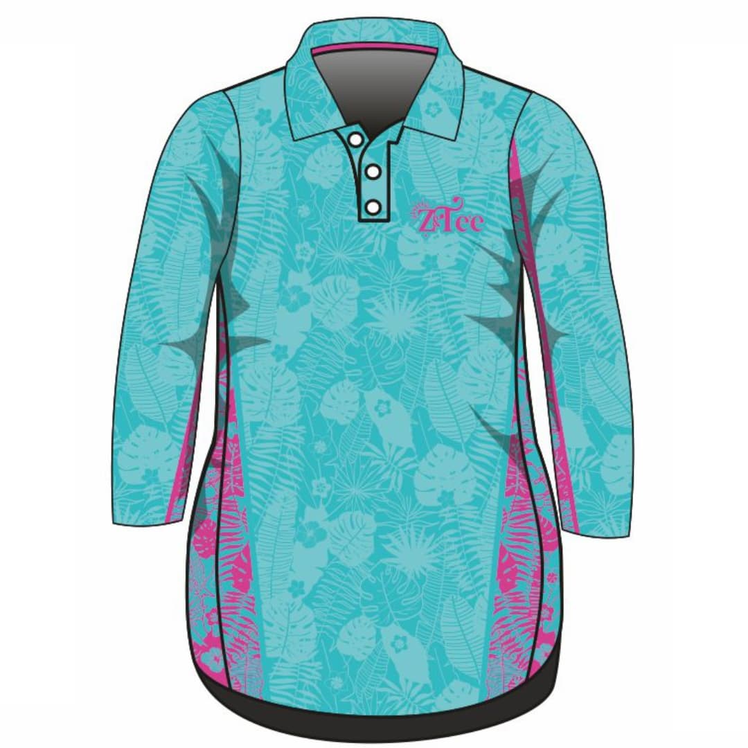 Follow the Sun | Tropical Turquoise Lifestyle Fishing Dress ★Pre-Order★ Z and TEE Australia Beach Dress cruise Floral Follow the Sun GIRL'S DESIGNS Matching Shirt POCKETS quick dry SUN SAFE Tropical UPF WOMEN'S DESIGNS z&tee