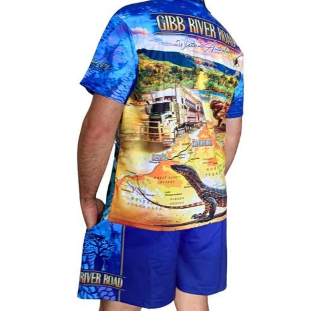 Rugby Shorts | Gibb River Blue Boab Shorts ★Pre-Order★ Z and TEE Aussie Australia blue COUNTRY WESTERN DESIGNS Fishing shorts Gibb River KID'S DESIGNS Matching Shirt MEN’S DESIGNS Navy quick dry Tyre tracks