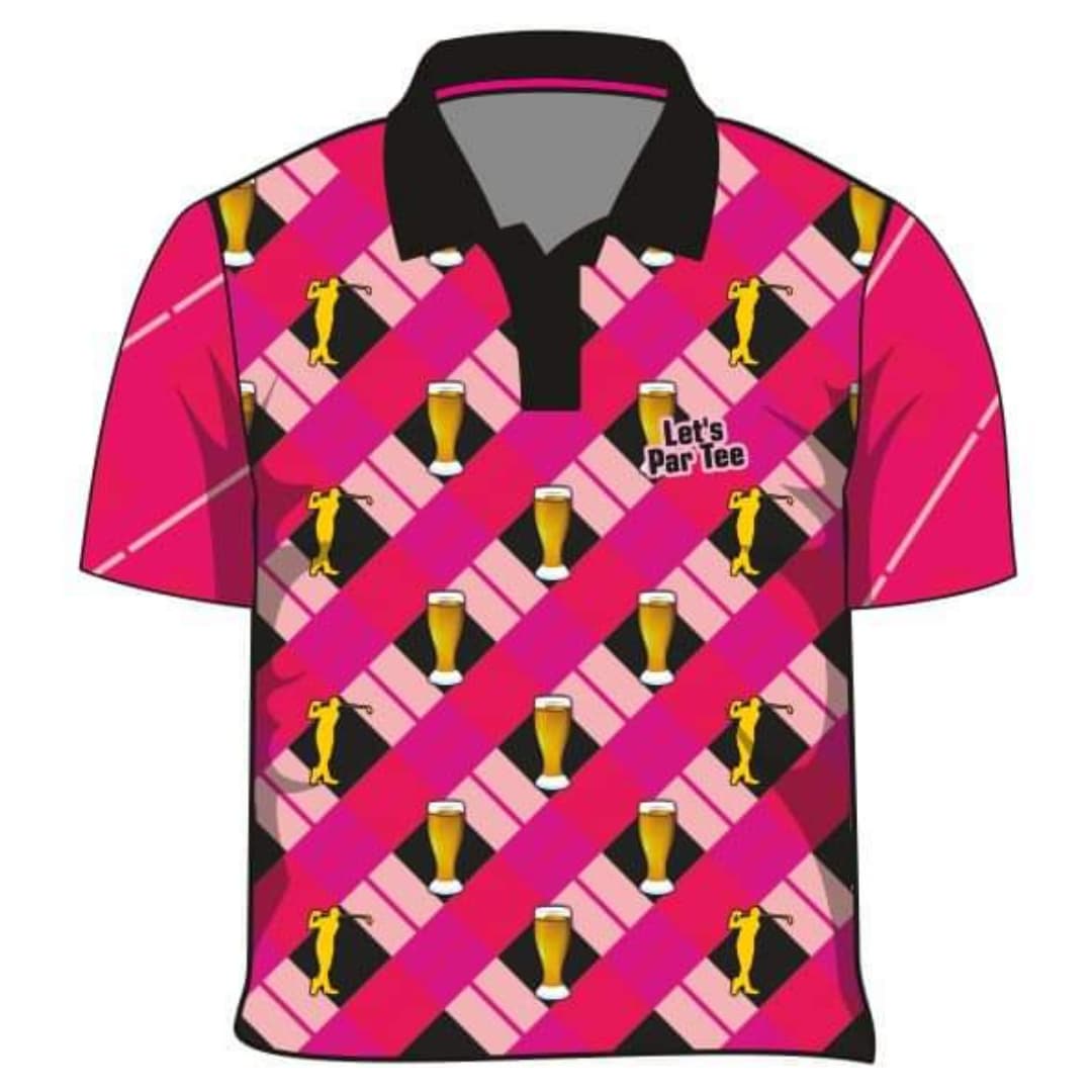 Womens | Golf & Beer Pink Fishing Shirt ★Pre-Order★ Z and TEE black Drinks Golf pink quick dry SUN SMART UPF WOMEN'S DESIGNS womens yellow