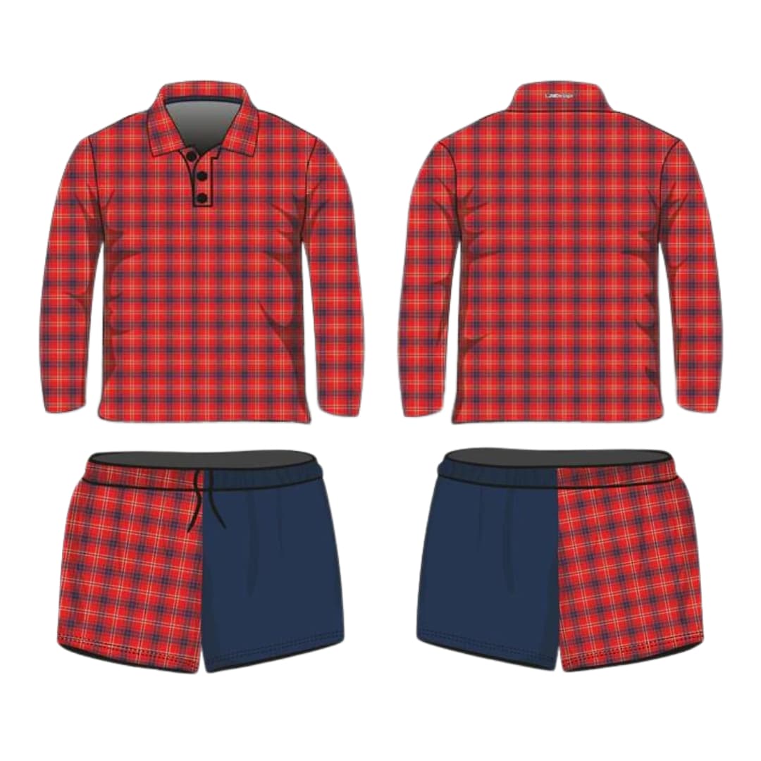 Australian | Flanny Design Red Fishing Shirt ★Pre-Order★ Z and TEE Flanny Matching shorts mens MEN’S DESIGNS quick dry red SUN SAFE UPF