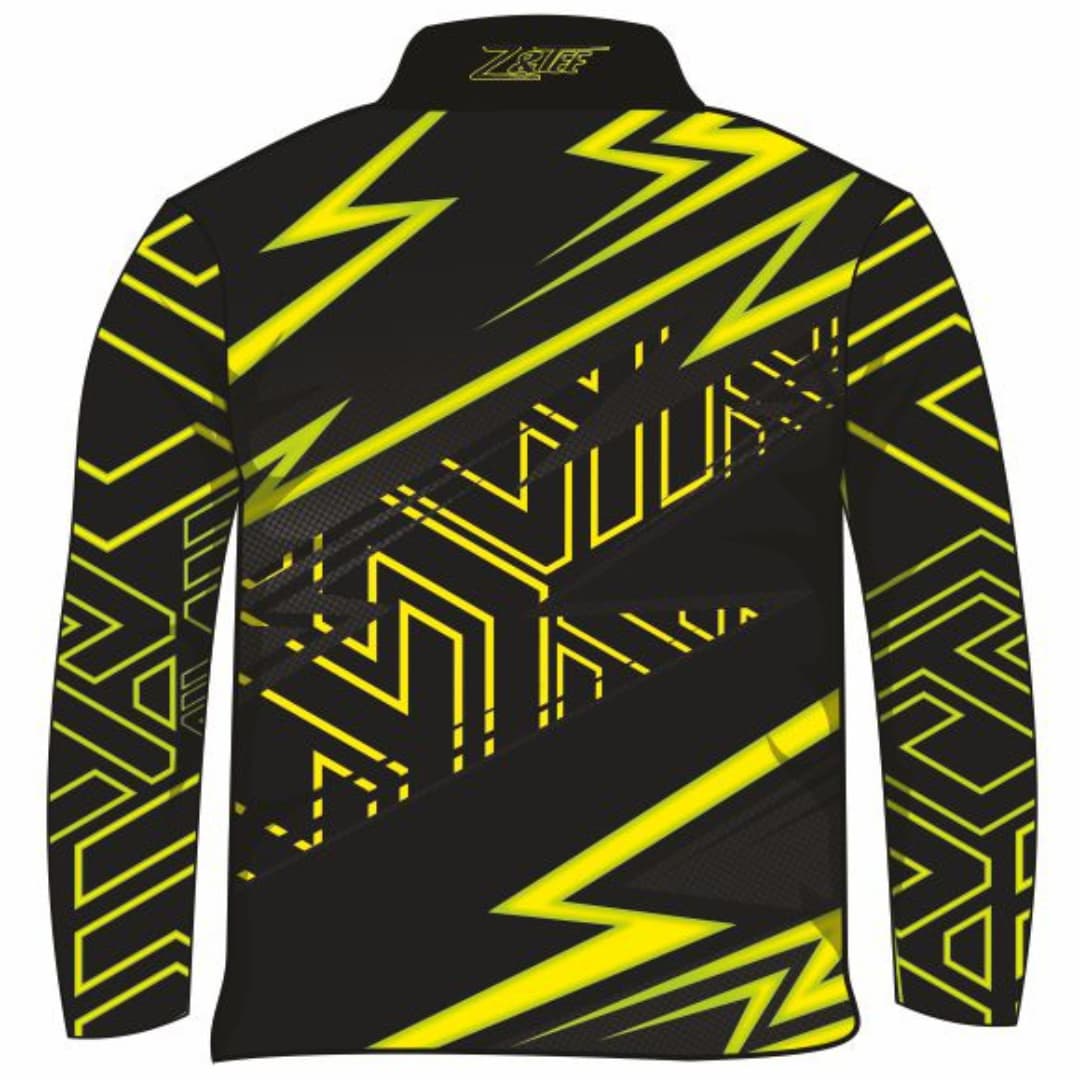 Extreme | Lightning Yellow Onyx Fishing Shirt ★Pre-Order★ Z and TEE black BOYS DESIGNS KIDS lightning mens MEN’S DESIGNS quick dry SUN SAFE Tyre tracks UPF xtreme yellow