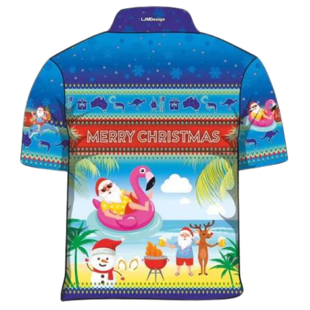 Christmas | Merry Christmas Mate Fishing Shirt Z and TEE Aussie beach blue Christmas Christmas design Christmas Gift cruise dolphin Father Christmas Festive Flamingoes in stock kangaroo Merry Christmas quick dry red Reindeer Sand Santa Sleigh Snow man Summer SUN SAFE tropical UPF