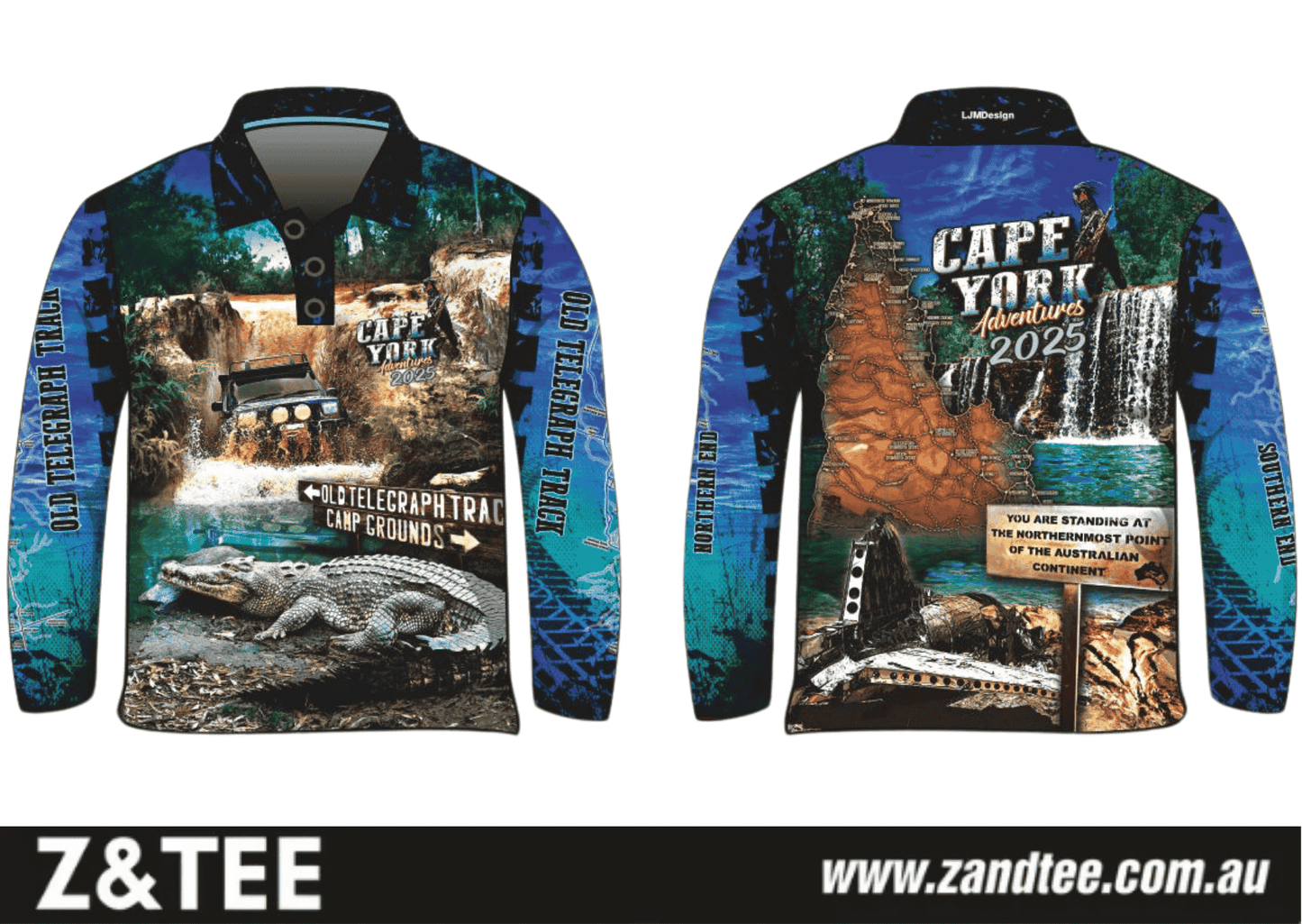 Cape York | Gunshot Croc Blue Fishing Shirt (2025) ★Pre-Order★ Z and TEE 4x4 blue BOYS DESIGNS cape york Croc MEN'S DESIGNS mens New Design quick dry SUN SAFE tip UPF