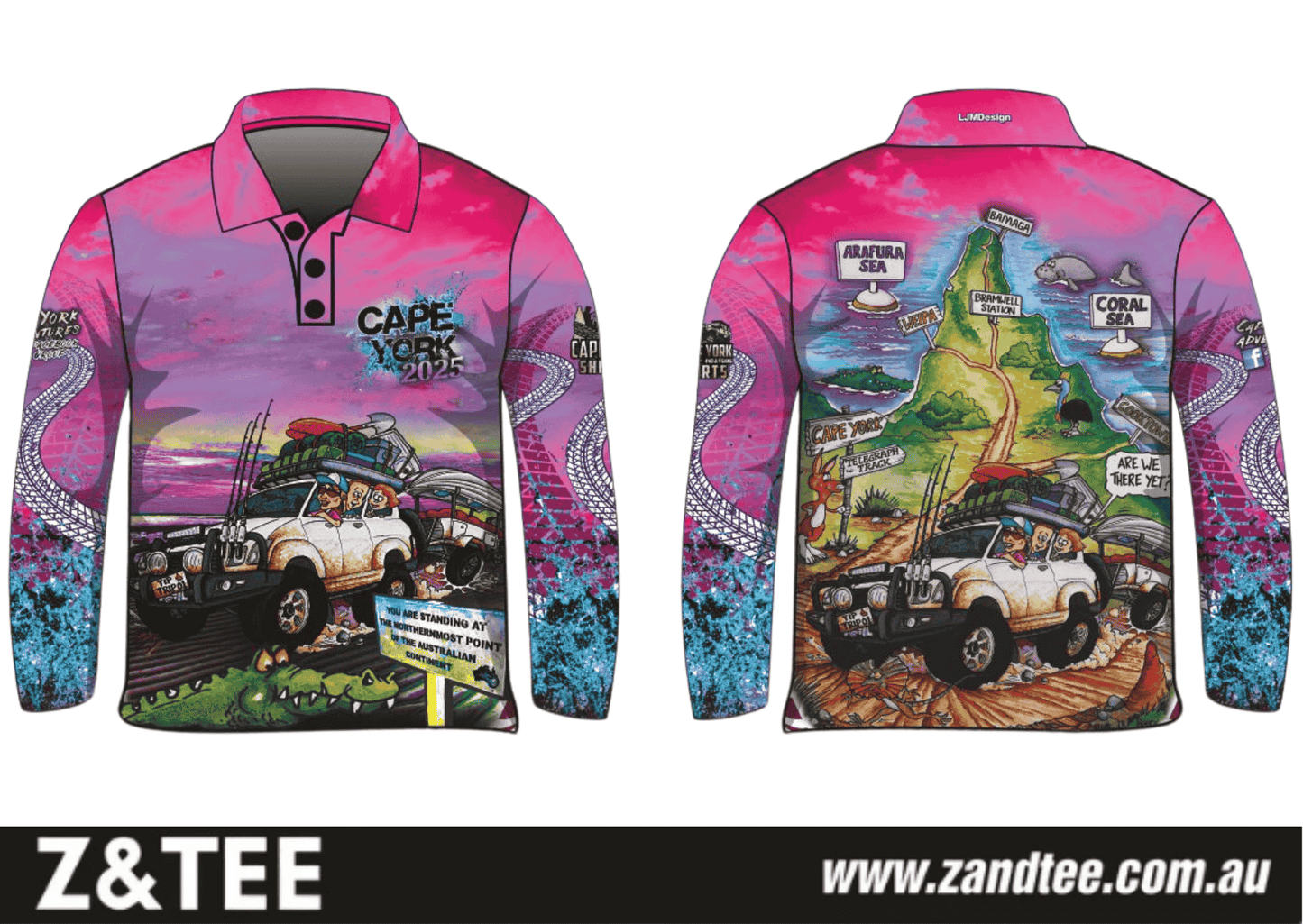 Cape York | Packed for the Tip Pink Fishing Shirt (2025) ★Pre-Order★ Z and TEE 4x4 camping CAMPING AND CARAVAN DESIGNS cape york Croc fishing GIRL'S DESIGNS KIDS New Design pink purple quick dry SUN SAFE tip UPF WOMEN'S DESIGNS womens