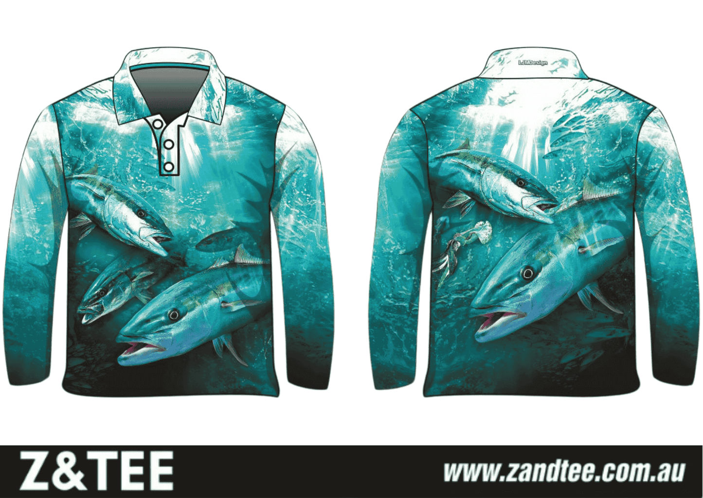 Fishing | KingFish Frenzy Fishing Shirt ★Pre-Order★ Z and TEE BOYS DESIGNS FISH FISH DESIGNS MEN'S DESIGNS mens New Design quick dry SUN SAFE Teal Turquoise UPF