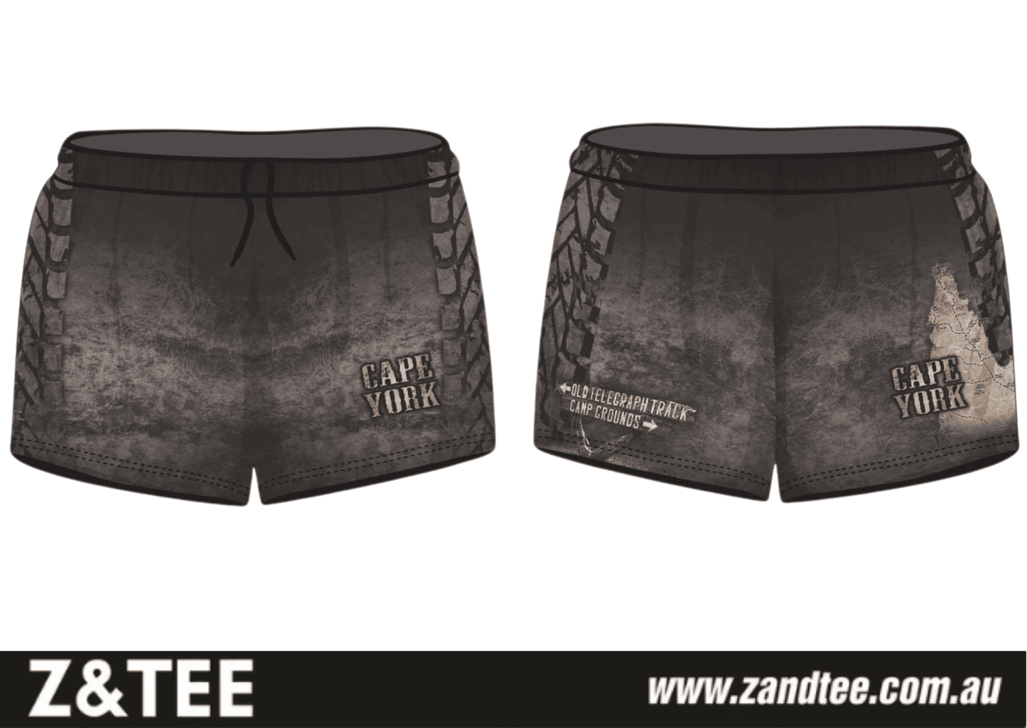 Rugby Shorts | Cape York Grey ★Pre-Order★ Z and TEE cape york Fishing shorts grey KID'S DESIGNS MEN'S DESIGNS New Design quick dry Tyre tracks