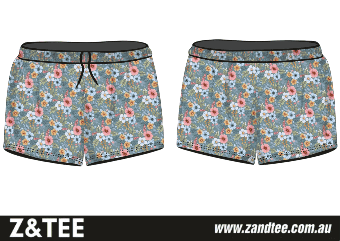 Rugby Shorts | Flowers Gingham ★Pre-Order★ Z and TEE COUNTRY WESTERN DESIGNS Fishing shorts Floral Gingham grey Kid's Fishing Matching Shirt New Design quick dry WOMEN'S DESIGNS