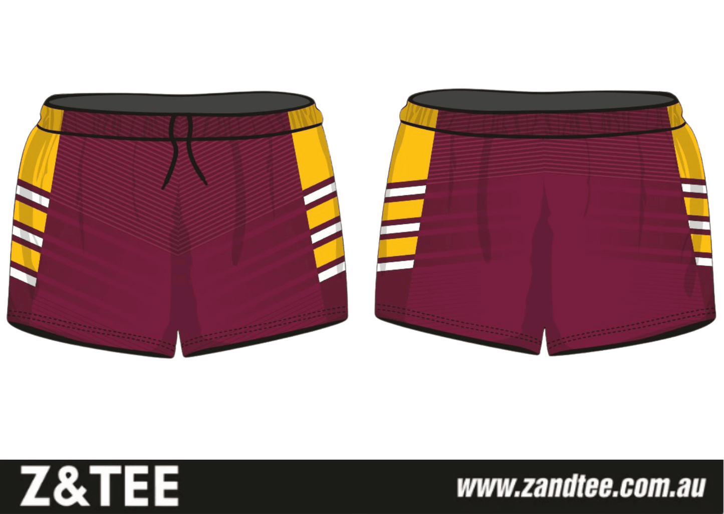 Rugby Shorts | Maroon Gold ★Pre-Order★ Z and TEE COUNTRY WESTERN DESIGNS Fishing shorts KID'S DESIGNS maroon maroons MEN'S DESIGNS New Design quick dry yellow
