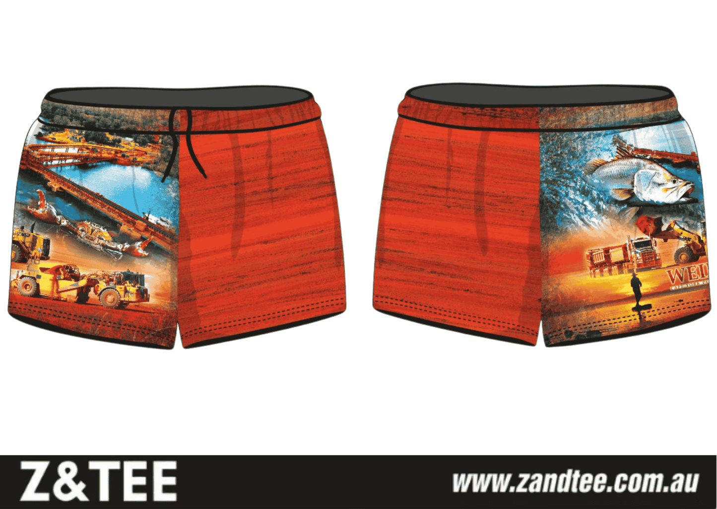 Rugby Shorts | Weipa Cape York Red ★Pre-Order★ Z and TEE adventure cape york crab FISH FISH DESIGNS Fishing shorts KID'S DESIGNS New Design quick dry red truck Weipa