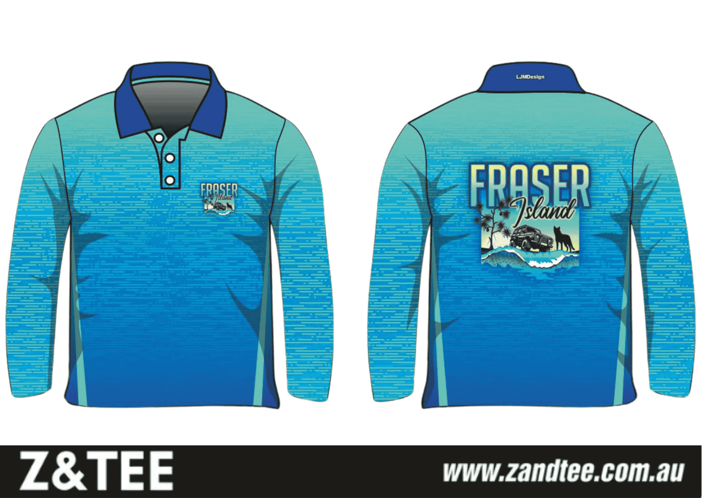 Fraser Island | Fraser Island (K'gari) Beach Wave Blue Fishing Shirt ★Pre-Order★ Z and TEE 4x4 Aussie Australiana blue BOYS DESIGNS FRASER ISLAND DESIGNS K'gari matching dress MEN'S DESIGNS mens New Design quick dry SUN SAFE UPF