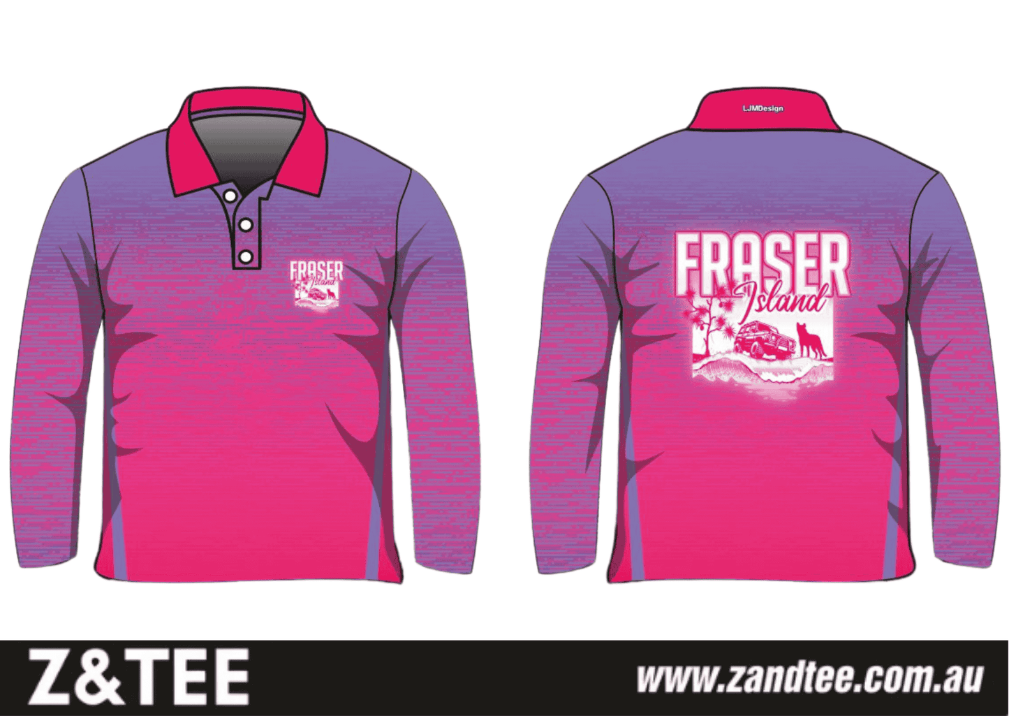 Fraser Island | Fraser Island (K'gari) Beach Wave Pink Fishing Shirt ★Pre-Order★ Z and TEE 4x4 Aussie Australiana FRASER ISLAND DESIGNS GIRL'S DESIGNS K'gari matching dress New Design pink purple quick dry SUN SAFE UPF WOMEN'S DESIGNS womens