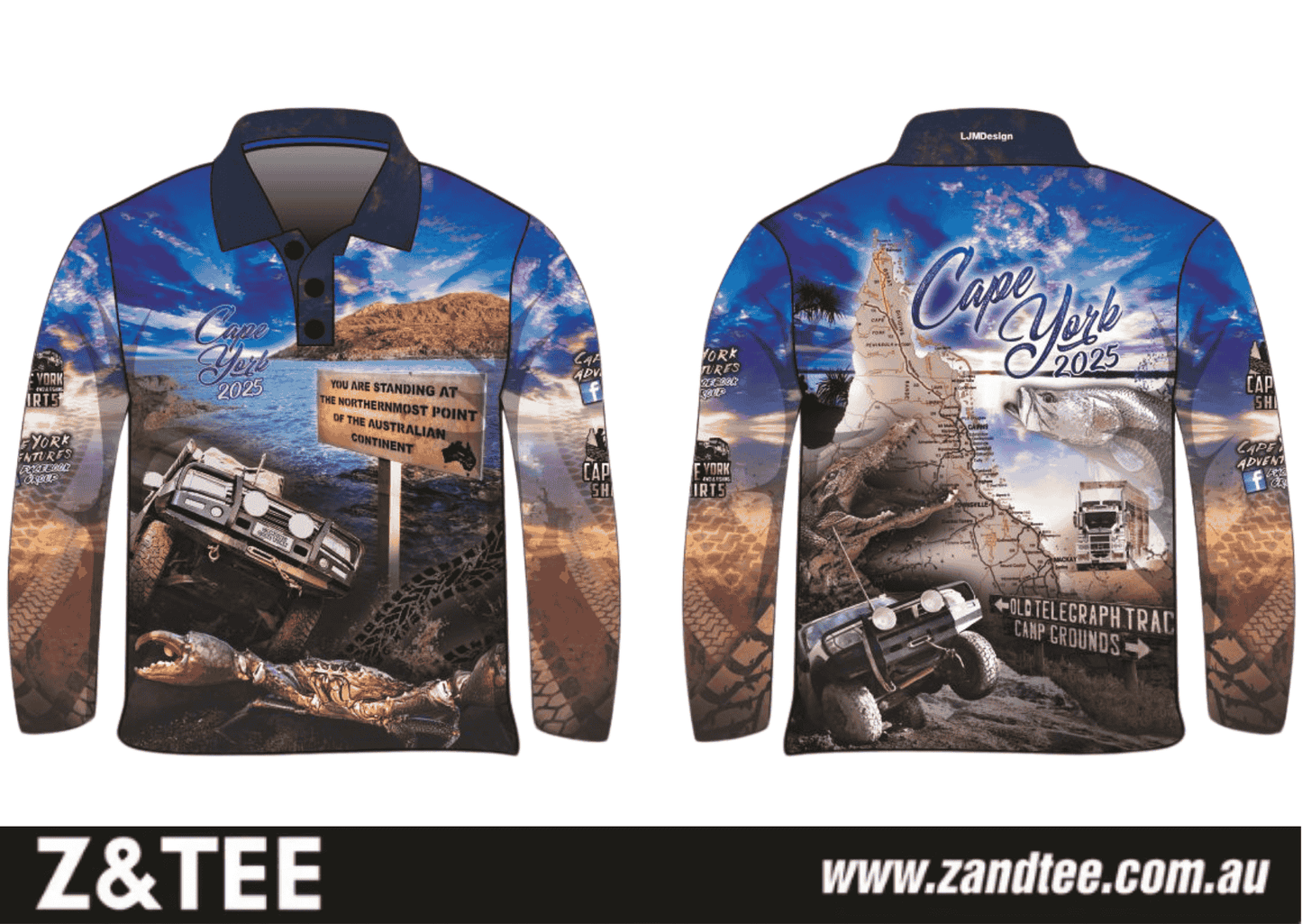 Cape York | Complete Cape York Blue Fishing Shirt (2025) ★Pre-Order★ Z and TEE 4x4 Aussie Map Australiana blue BOYS DESIGNS cape york crab FISH FISH DESIGNS MEN'S DESIGNS mens New Design quick dry SUN SAFE tip UPF