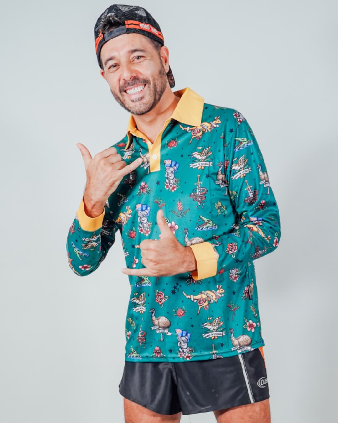 Australian | Straya Green Fishing Shirt Z and TEE Australia Australian Australian animals Australiana COUNTRY WESTERN DESIGNS green MEN'S DESIGNS mens quick dry SUN SAFE UPF