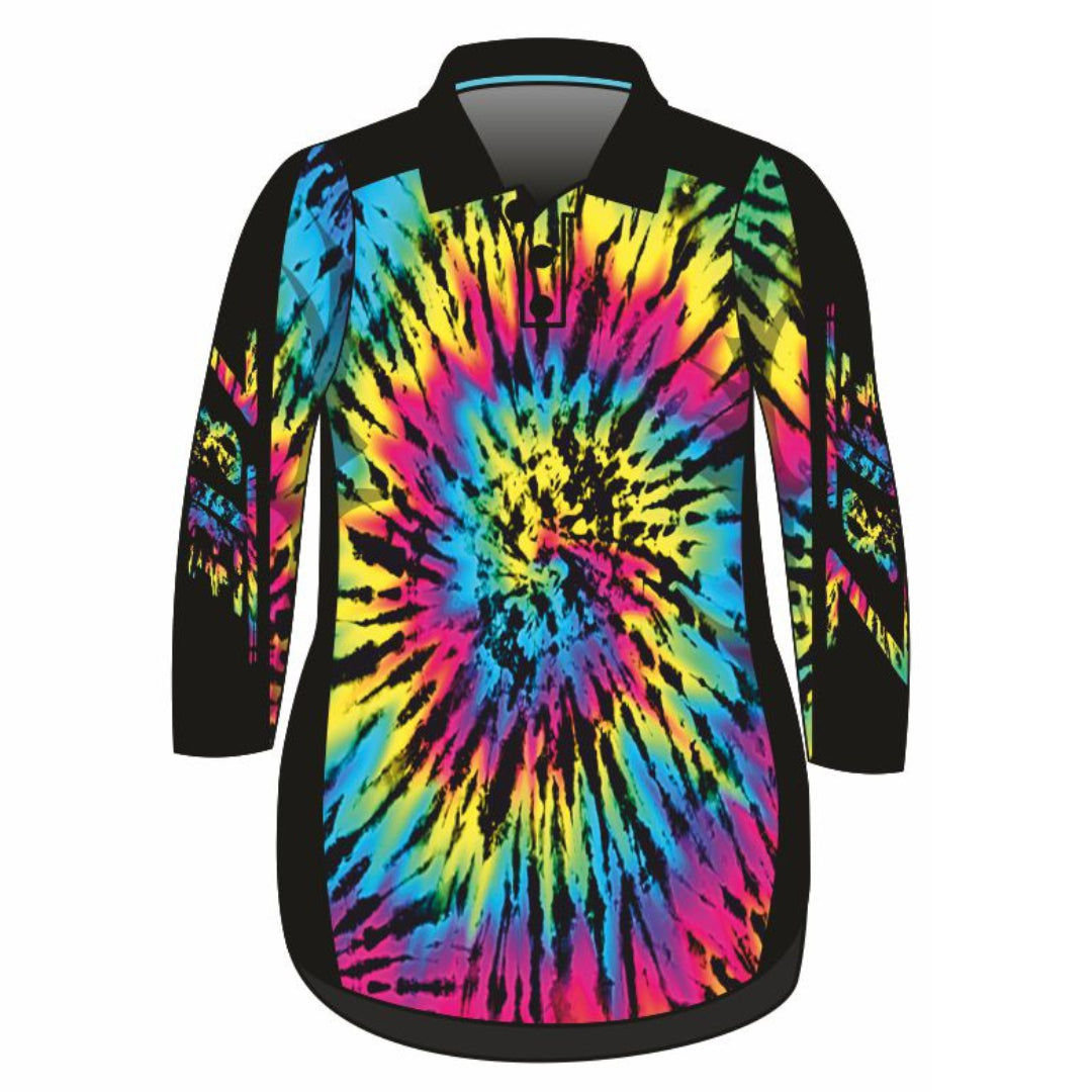 Pattern | Tie Dye Black Lifestyle Fishing Dress ★Pre-Order★ Z and TEE Beach Dress black GIRL'S DESIGNS Matching Shirt Multi Colour POCKETS quick dry SUN SAFE Tie Dye UPF WOMEN'S DESIGNS z&tee