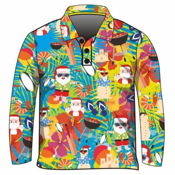 Xmas - Tropical Christmas Long Sleeve Shirt Z and TEE Aussie boxingday boys BUY2SHIRTS camping Children Fishing Children's Fishing Christmas cruise DAD FATHER'S DAY FISHING HIM ALL in stock lastchance LJM men mens quick dry spo-default spo-disabled sun sun shirt sun shirts sunsafe SWIMMING tropical TROPICAL DESIGNS uv xmas z&tee