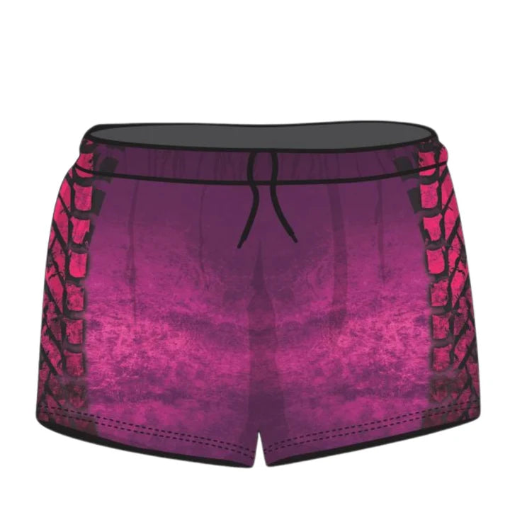 Rugby Shorts | Tyre Trax Pink ★Pre-Order★ Z and TEE Fishing shorts KID'S DESIGNS Matching Shirt pink purple quick dry Tyre tracks WOMEN'S DESIGNS