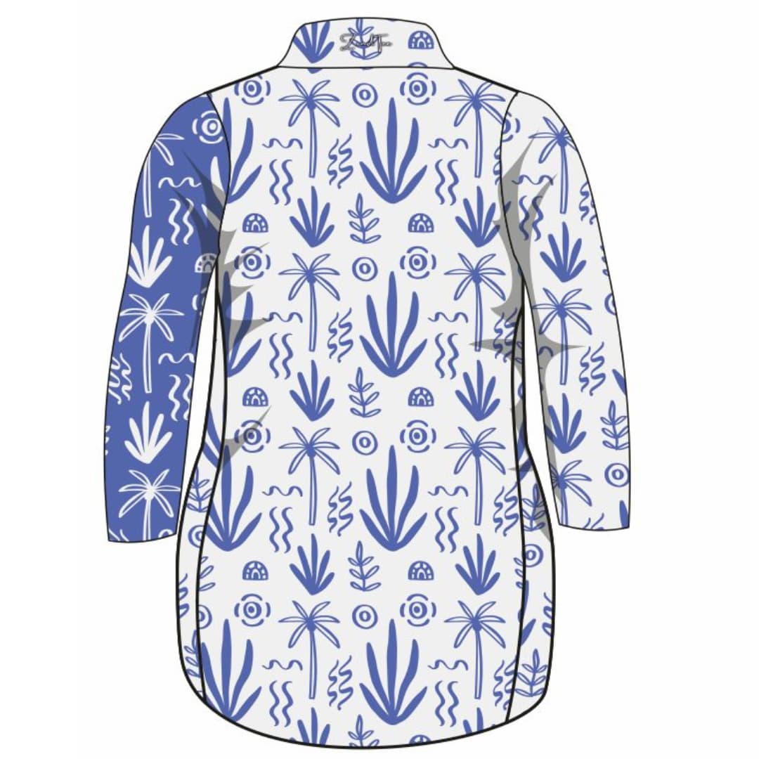 Vacay | Mykonos Lifestyle Fishing Dress Z and TEE Beach Dress blue cruise GIRL'S DESIGNS Matching Shirt POCKETS quick dry SUN SAFE Tropical UPF white WOMEN'S DESIGNS