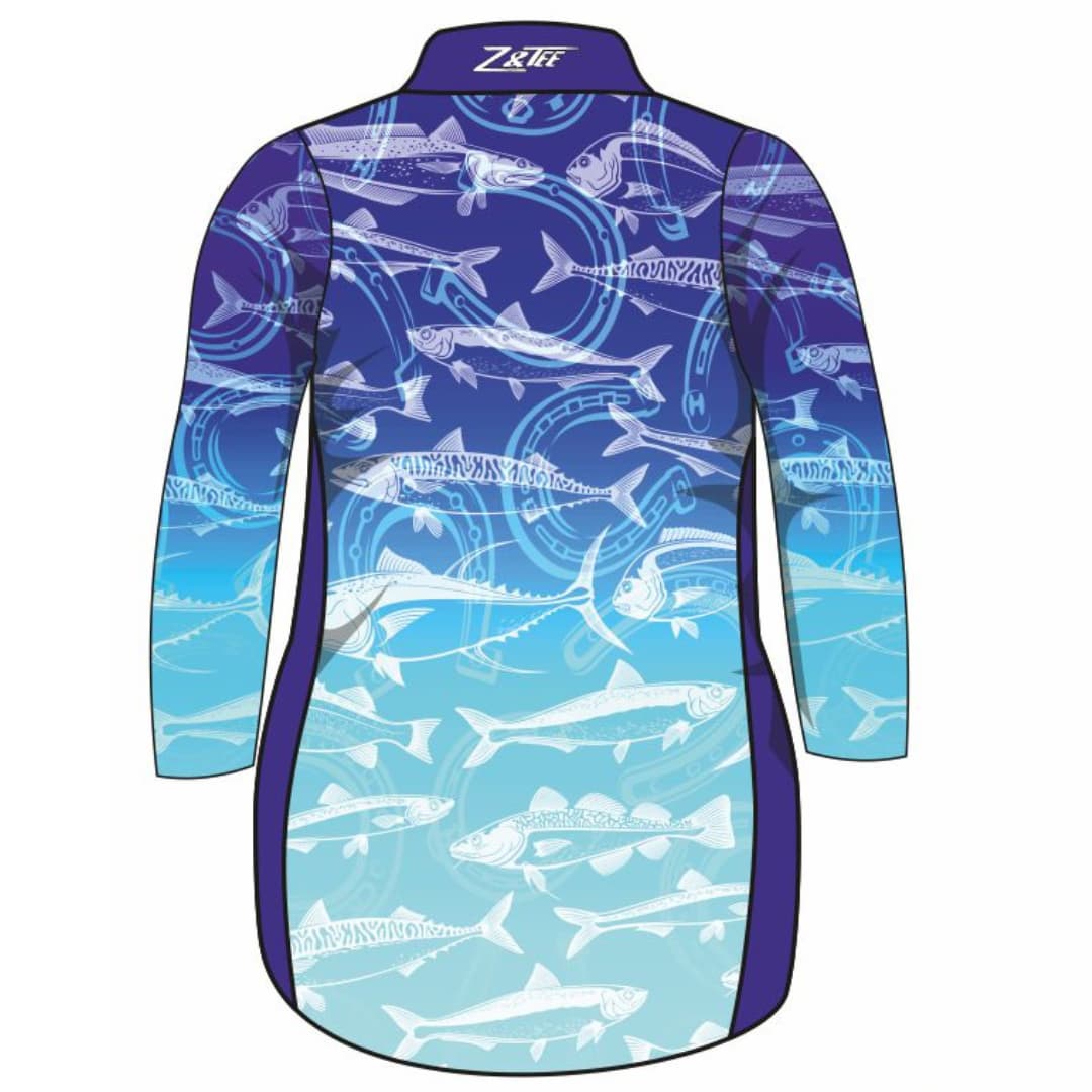 Fishing | Lucky Pattern Blue Lifestyle Fishing Dress ★Pre-Order★ Z and TEE Beach Dress blue FISH FISH DESIGNS GIRL'S DESIGNS POCKETS quick dry SUN SAFE UPF WOMEN'S DESIGNS