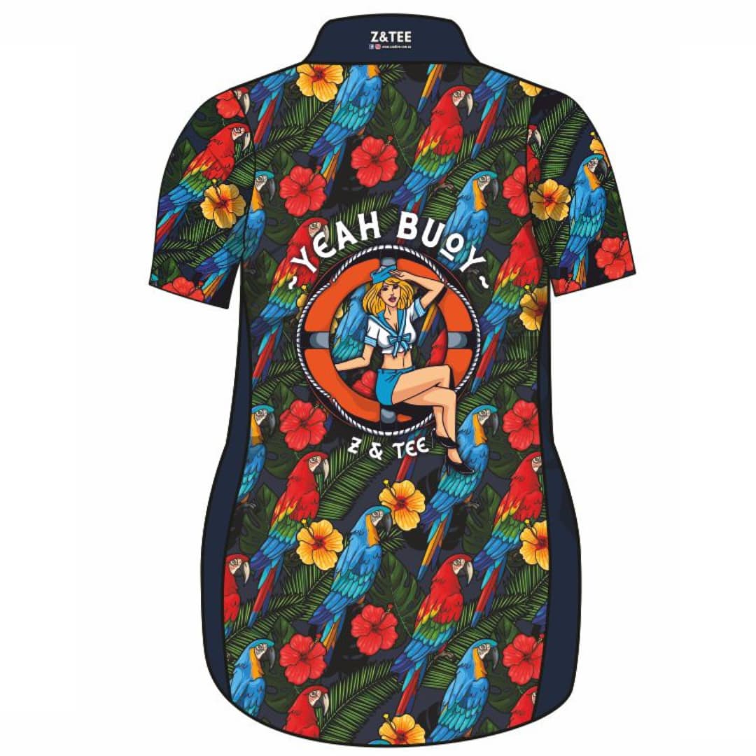 Tropical | Yeah Buoy Hawaiian Navy Lifestyle Fishing Dress ★Pre-Order★ Z and TEE australian birds Beach Dress cruise Floral green Matching Shirt Matching shorts Navy POCKETS quick dry SUN SAFE Tropical UPF WOMEN'S DESIGNS