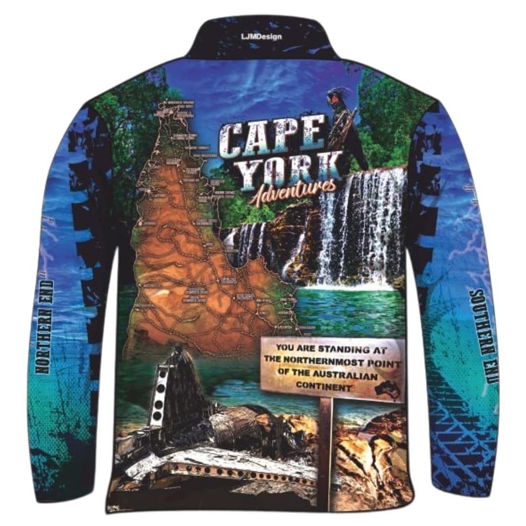 Cape York | Gunshot Croc Blue Fishing Shirt ★Pre-Order★ Z and TEE 4x4 blue BOYS DESIGNS camping cape york Croc fishing MEN'S DESIGNS mens quick dry SUN SAFE tip UPF
