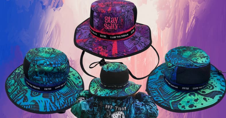 Stay Salty | Purple Pink Wide Brim Hat Z and TEE Bush Hat Fishing Hat Floral HAT KIDS Living the Dream matching dress Matching Shirt pink purple Stay Salty SUN SAFE WOMEN'S DESIGNS z&tee