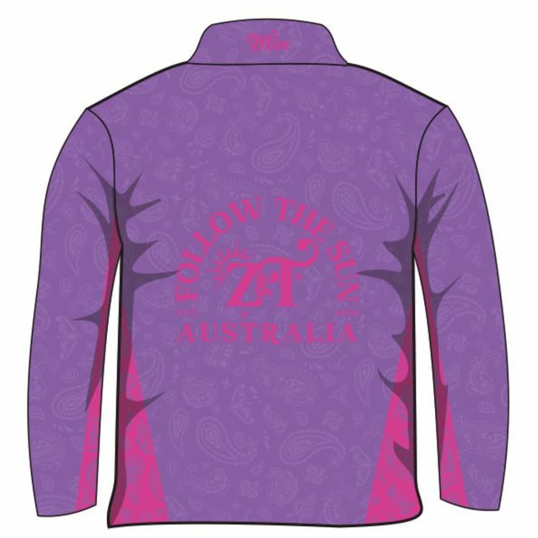 Follow the Sun | Paisley Lilac Pink Fishing Shirt ★Pre-Order★ Z and TEE COUNTRY WESTERN DESIGNS Follow the Sun KIDS matching dress Paisley pink purple quick dry SUN SAFE UPF WOMEN'S DESIGNS womens z&tee