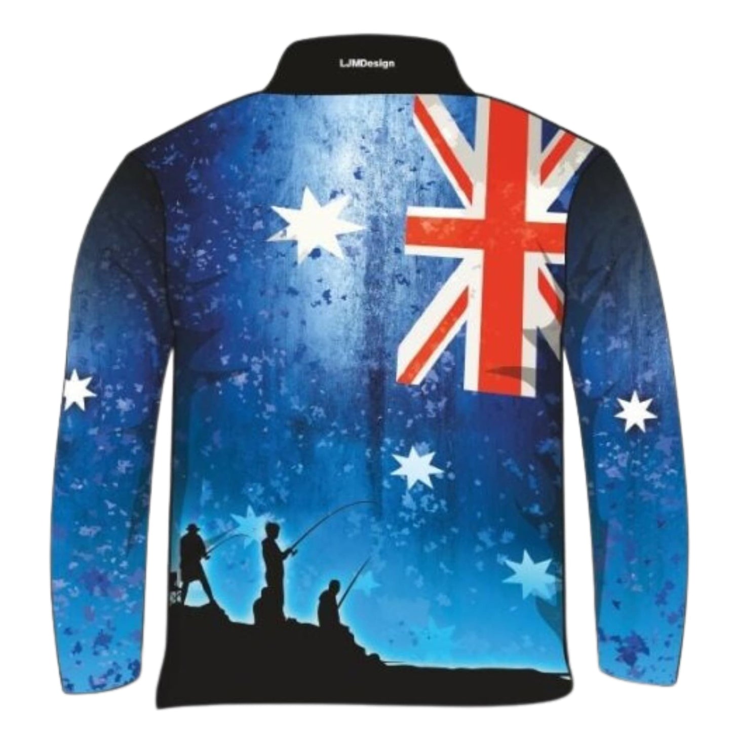 Fishing | Australian Flag Blue Fishing Shirt ★Pre-Order★ Z and TEE Aussie AUSSIE FLAG blue BOYS DESIGNS FISH DESIGNS Fisherman MEN'S DESIGNS mens quick dry SUN SAFE UPF