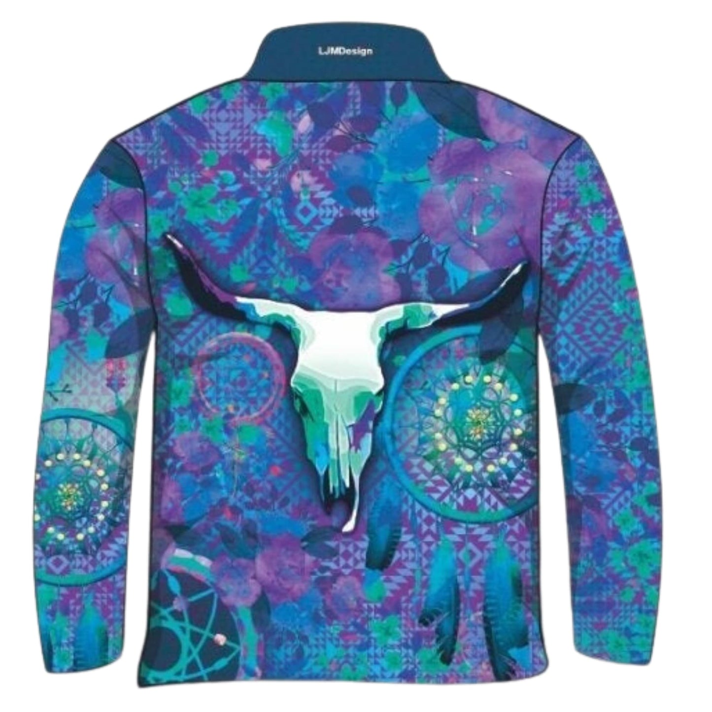 Western | Aztec Dreamcatcher Purple Fishing Shirt ★Pre-Order★ Z and TEE Aztec blue COUNTRY WESTERN DESIGNS cowgirl Floral GIRL'S DESIGNS matching dress Matching shorts purple quick dry SUN SAFE UPF uv WOMEN'S DESIGNS womens