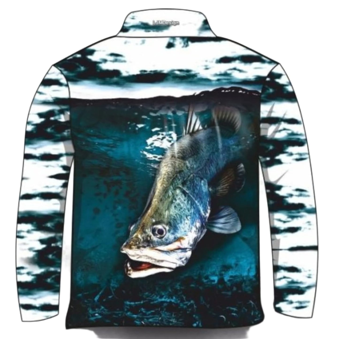 Fishing | Barra King Fishing Fishing Shirt ★Pre-Order★ Z and TEE barramundi blue BOYS DESIGNS FISH FISH DESIGNS MEN'S DESIGNS mens quick dry white