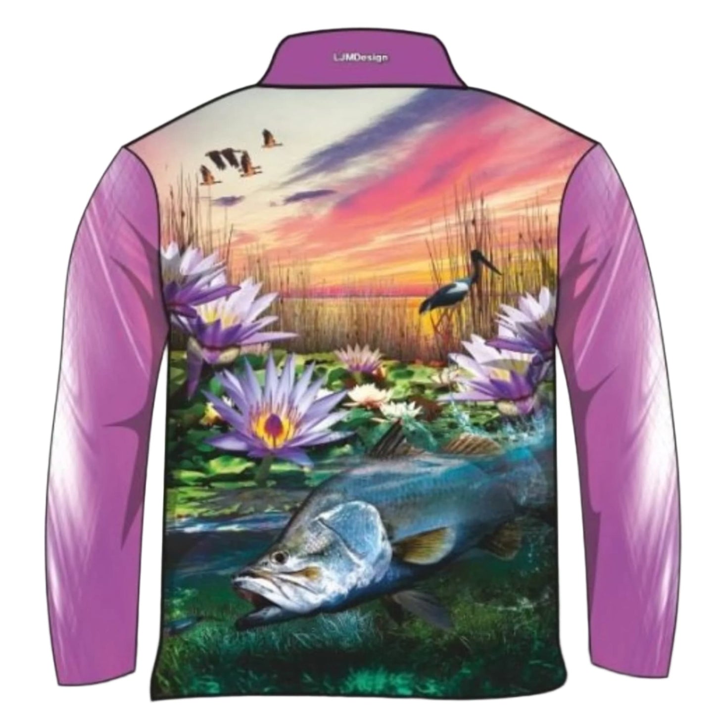 Fishing | Lily Barra Pink Fishing Shirt ★Pre-Order★ Z and TEE barramundi FISH FISH DESIGNS GIRL'S DESIGNS KIDS Lillies pink quick dry SUN SAFE UPF WOMEN'S DESIGNS womens