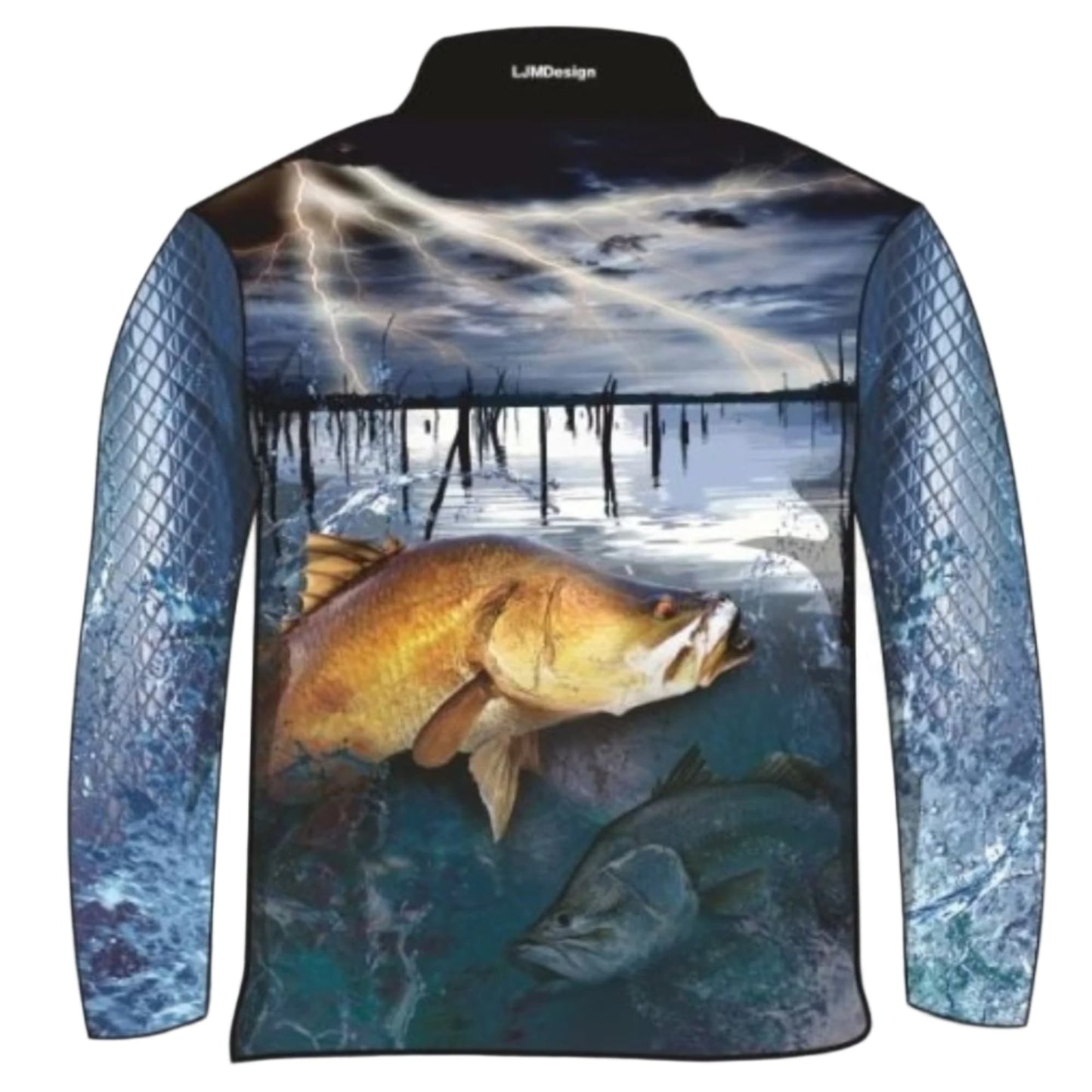 Fishing | Barramundi Tinaroo Barra Fishing Shirt ★Pre-Order★ Z and TEE barramundi blue BOYS DESIGNS FISH DESIGNS lightning MEN'S DESIGNS mens quick dry sky SUN SAFE UPF