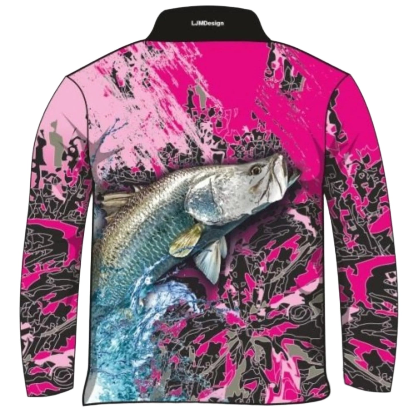 Fishing | Barramundi Pink Fishing Shirt ★Pre-Order★ Z and TEE barramundi black FISH FISH DESIGNS GIRL'S DESIGNS KIDS pink quick dry SUN SAFE UPF WOMEN'S DESIGNS womens