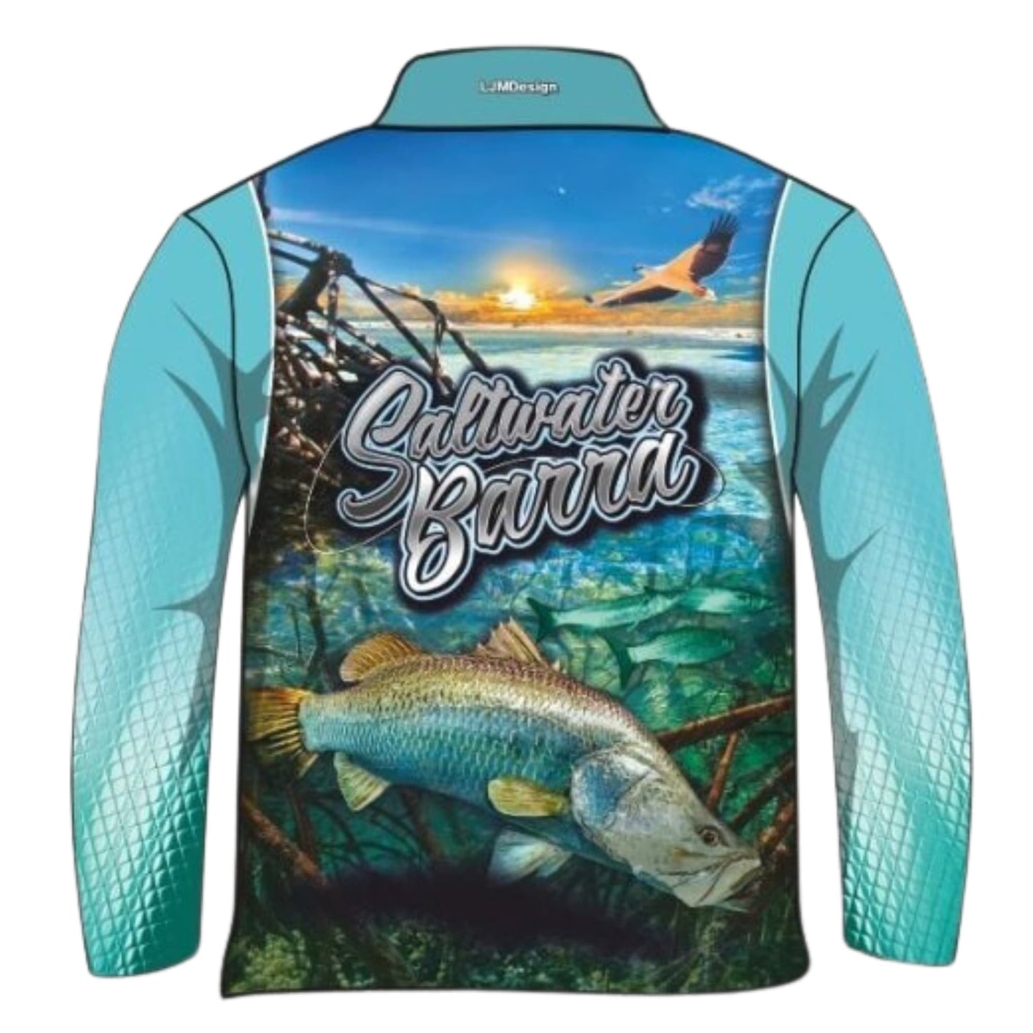 Fishing | Barramundi Saltwater Fishing Shirt ★Pre-Order★ Z and TEE barra barramundi blue BOYS DESIGNS FISH FISH DESIGNS MEN'S DESIGNS mens ocean quick dry sky