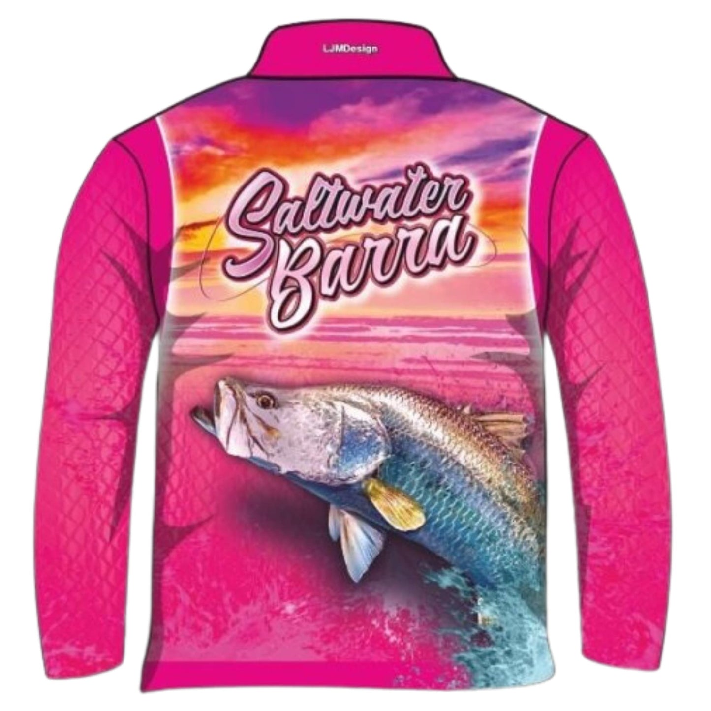 Fishing | Barramundi Saltwater Pink Fishing Shirt ★Pre-Order★ Z and TEE barra barramundi FISH FISH DESIGNS GIRL'S DESIGNS ocean pink quick dry sky SUN SAFE UPF WOMEN'S DESIGNS womens
