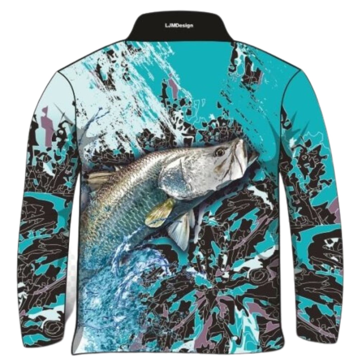 Fishing | Barramundi Teal Fishing Shirt ★Pre-Order★ Z and TEE barramundi blue BOYS DESIGNS FISH FISH DESIGNS GIRL'S DESIGNS MEN'S DESIGNS mens quick dry SUN SAFE UPF WOMEN'S DESIGNS womens