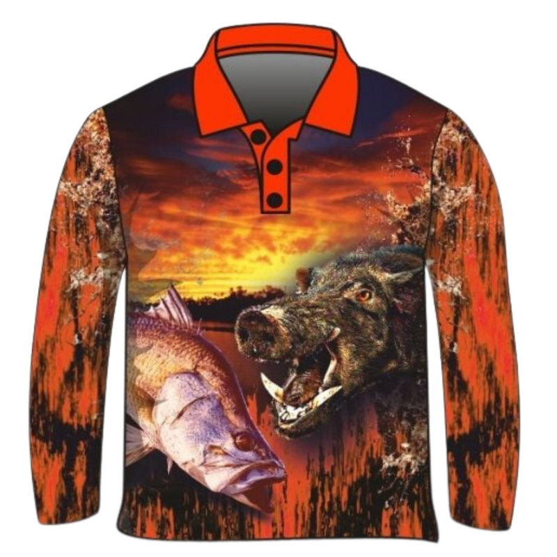 ☆Pre-Order☆ Hunting  Boars and Barra Shirt Long or Short Sleeve
