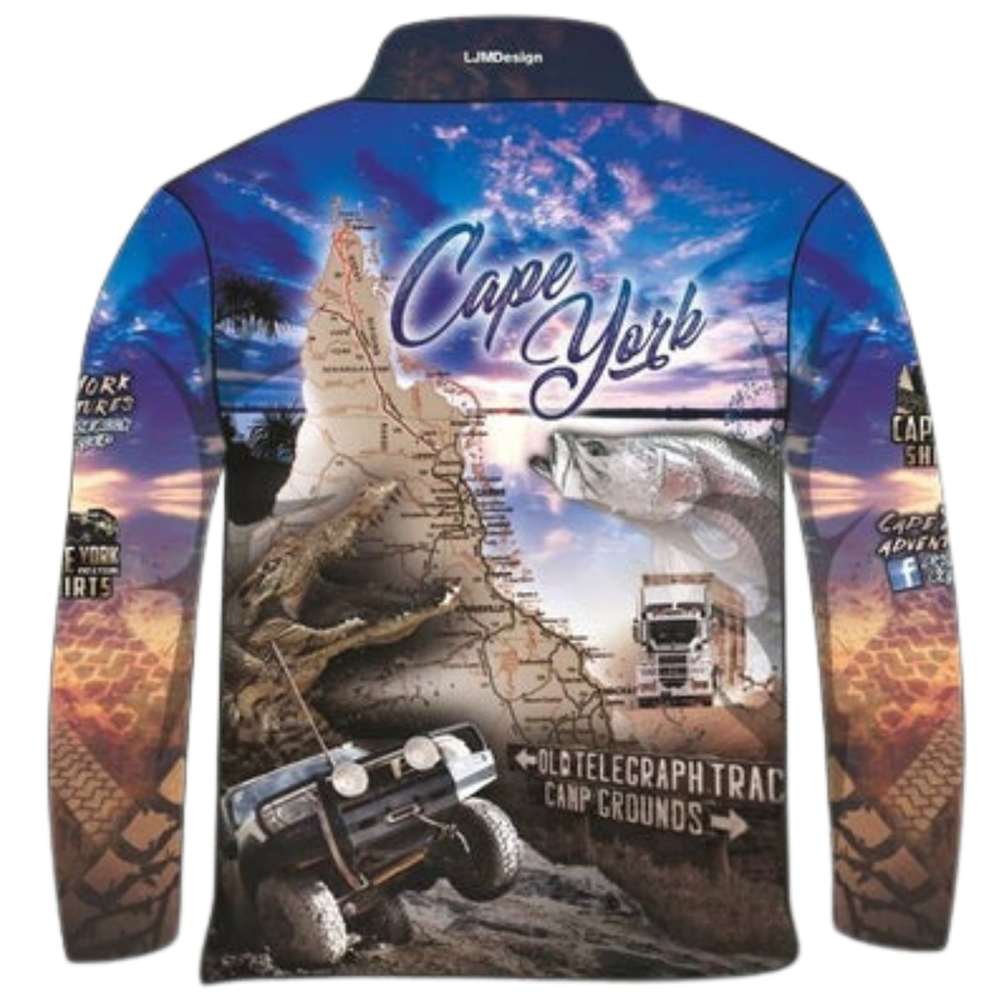 Cape York | Complete Cape York Blue Fishing Shirt ★Pre-Order★ Z and TEE 4x4 Aussie Aussie Map Australiana blue BOYS DESIGNS cape york crab FISH FISH DESIGNS MEN'S DESIGNS mens quick dry SUN SAFE tip UPF