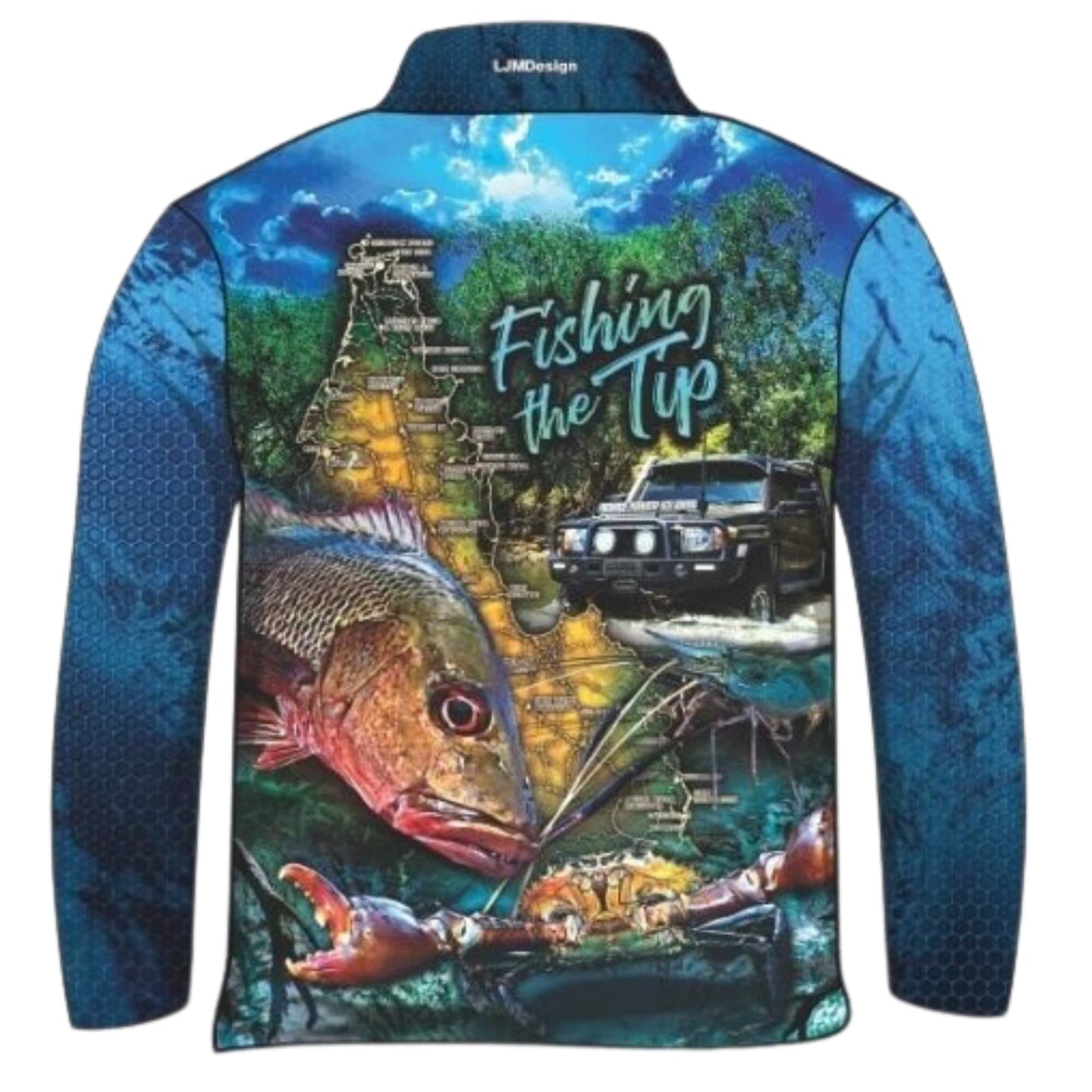 Cape York | Fishing the Tip V2 Blue Fishing Shirt ★Pre-Order★ Z and TEE 4x4 blue boy BOYS DESIGNS cape york Croc FISH FISH DESIGNS MEN'S DESIGNS mens quick dry SUN SAFE tip UPF